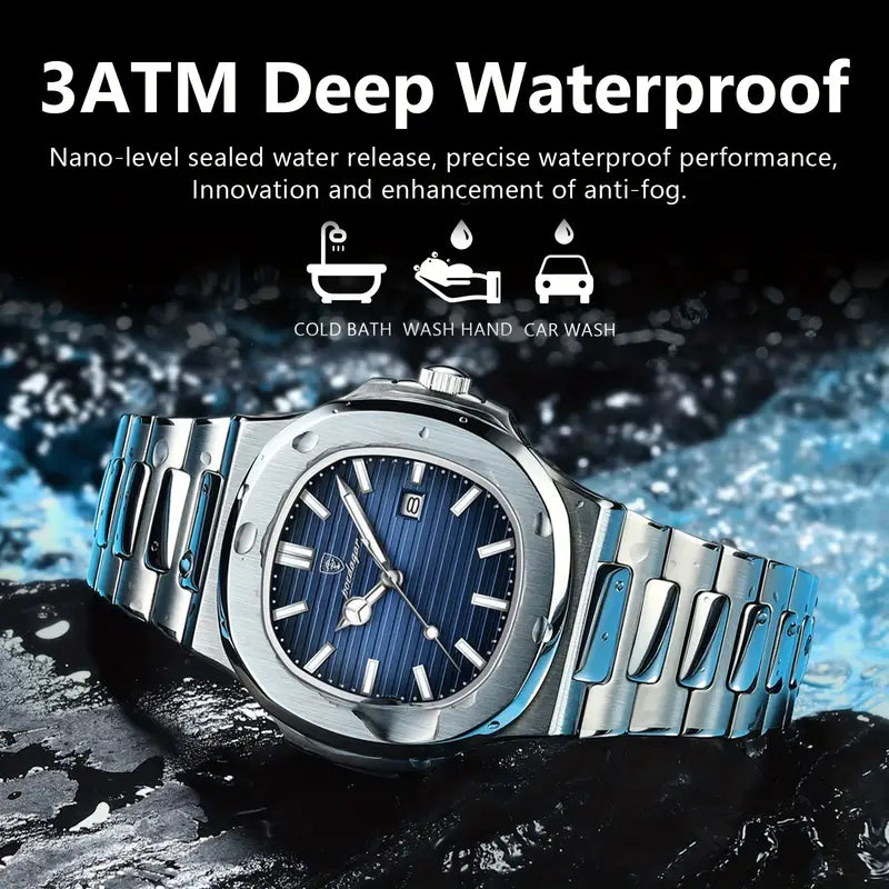 POEDAGAR Stainless Steel men Watch
