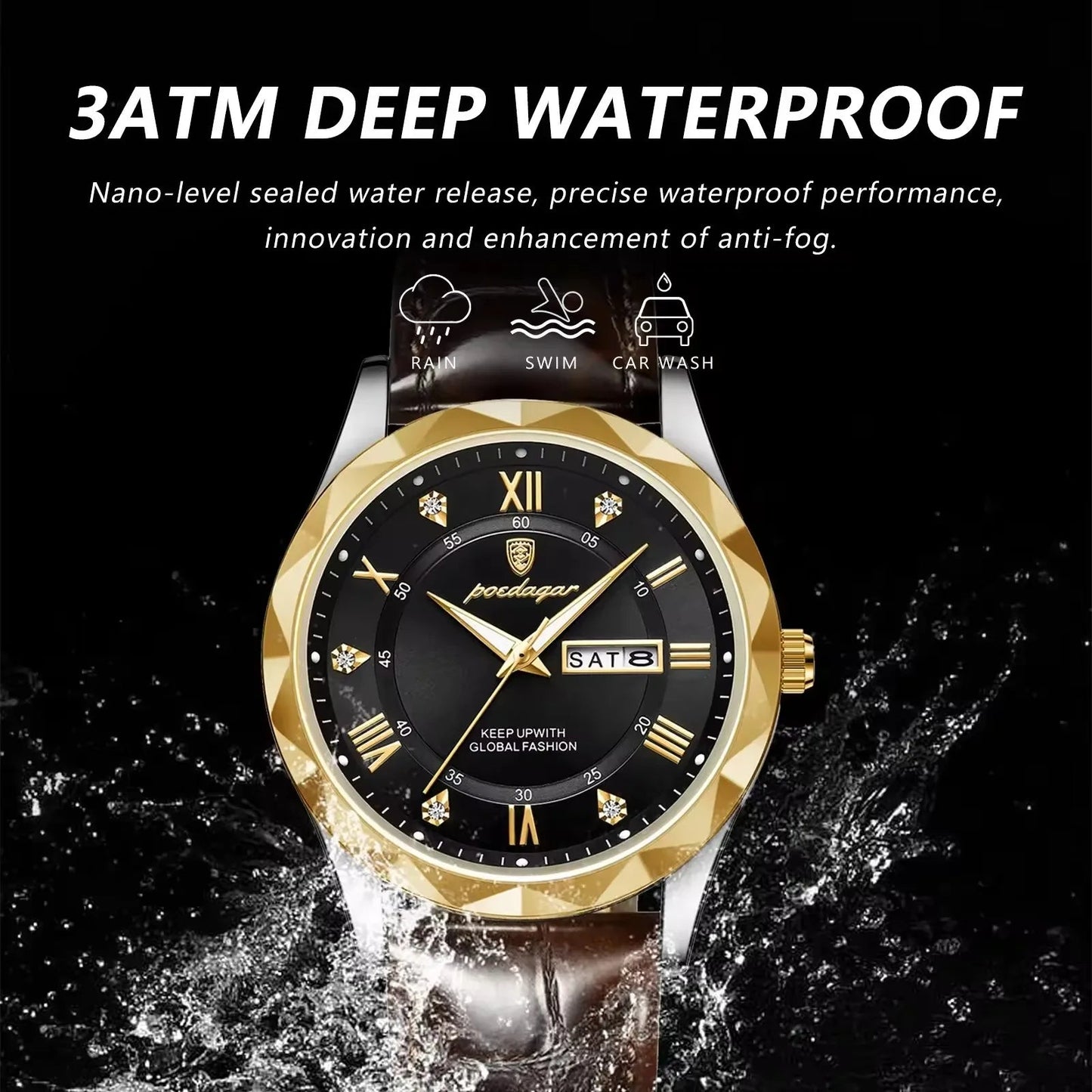 Men's Leather Band Luxury Watch