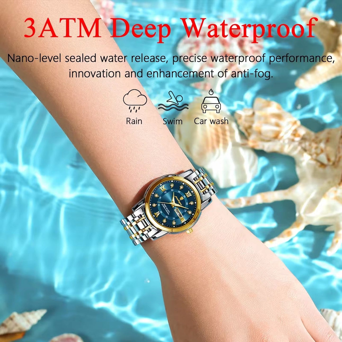 POEDAGAR Women's Luxury Stainless Steel Watch