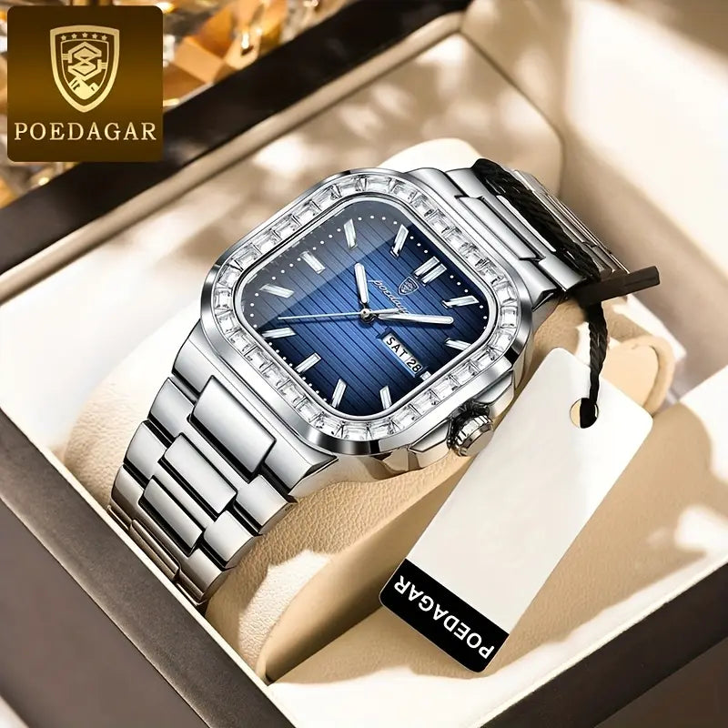 Elegant Square Dial Stainless Steel Watch