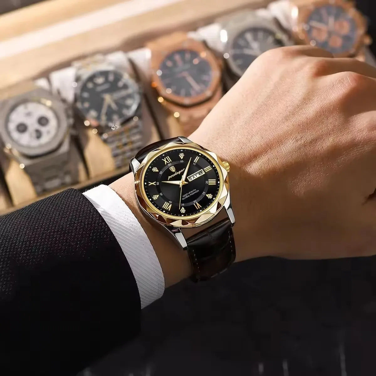 Men's Leather Band Luxury Watch