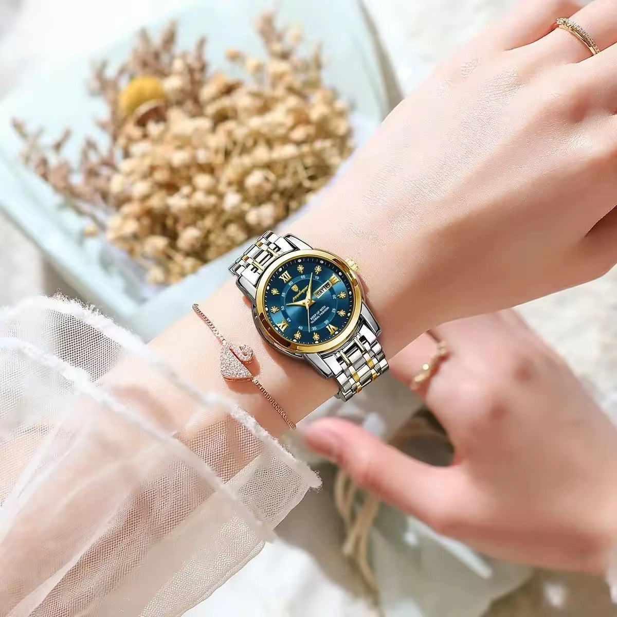POEDAGAR Women's Luxury Stainless Steel Watch