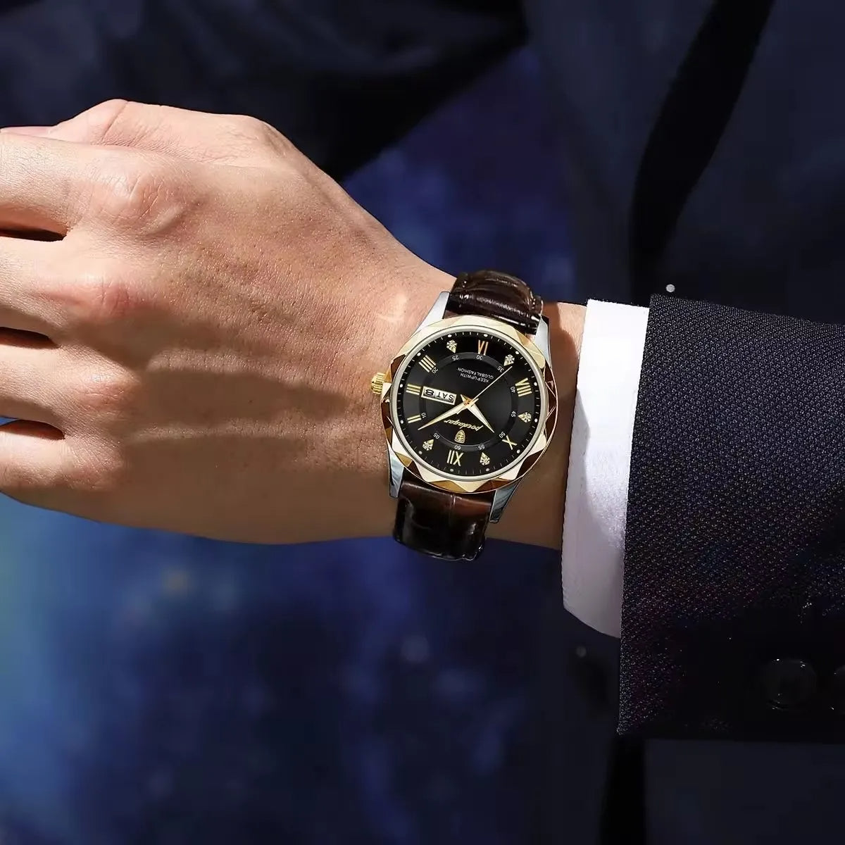 Men's Leather Band Luxury Watch
