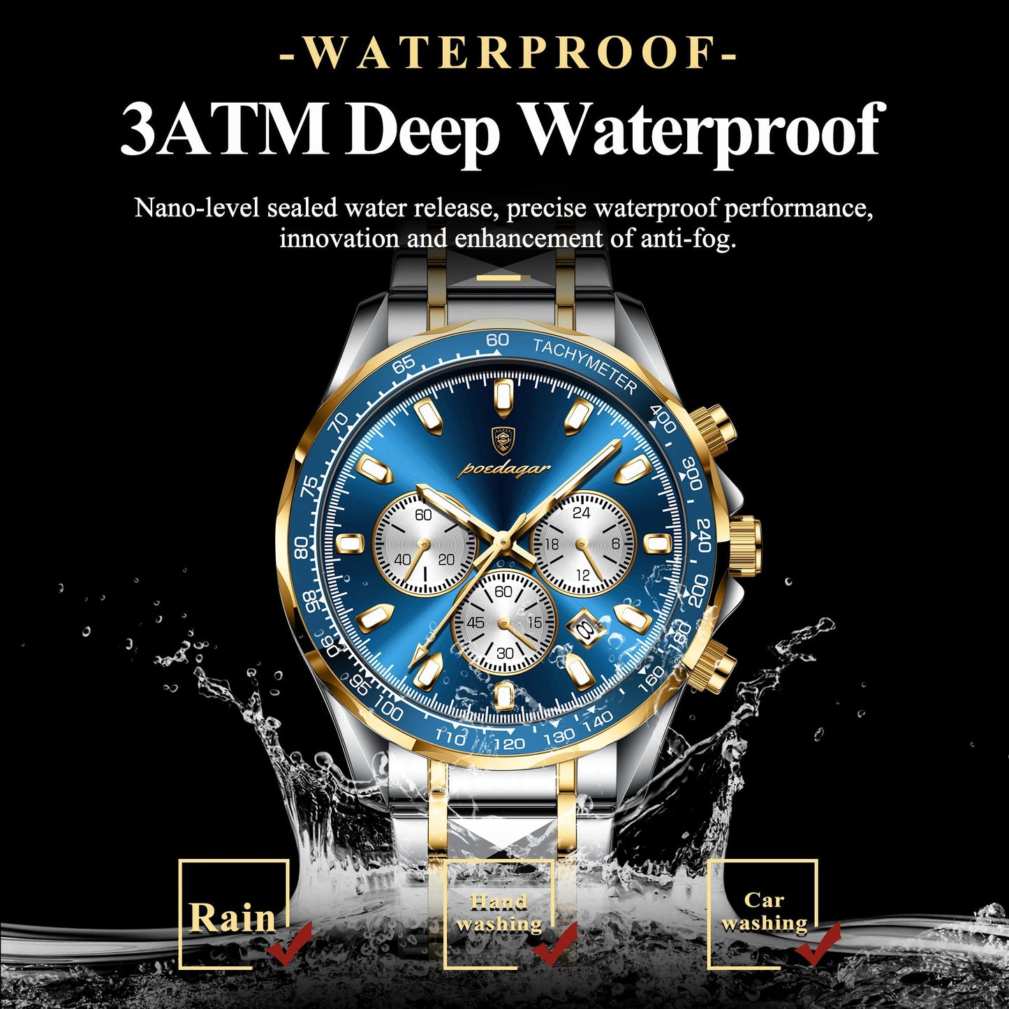 POEDAGAR Men's Casual Quartz Wristwatch