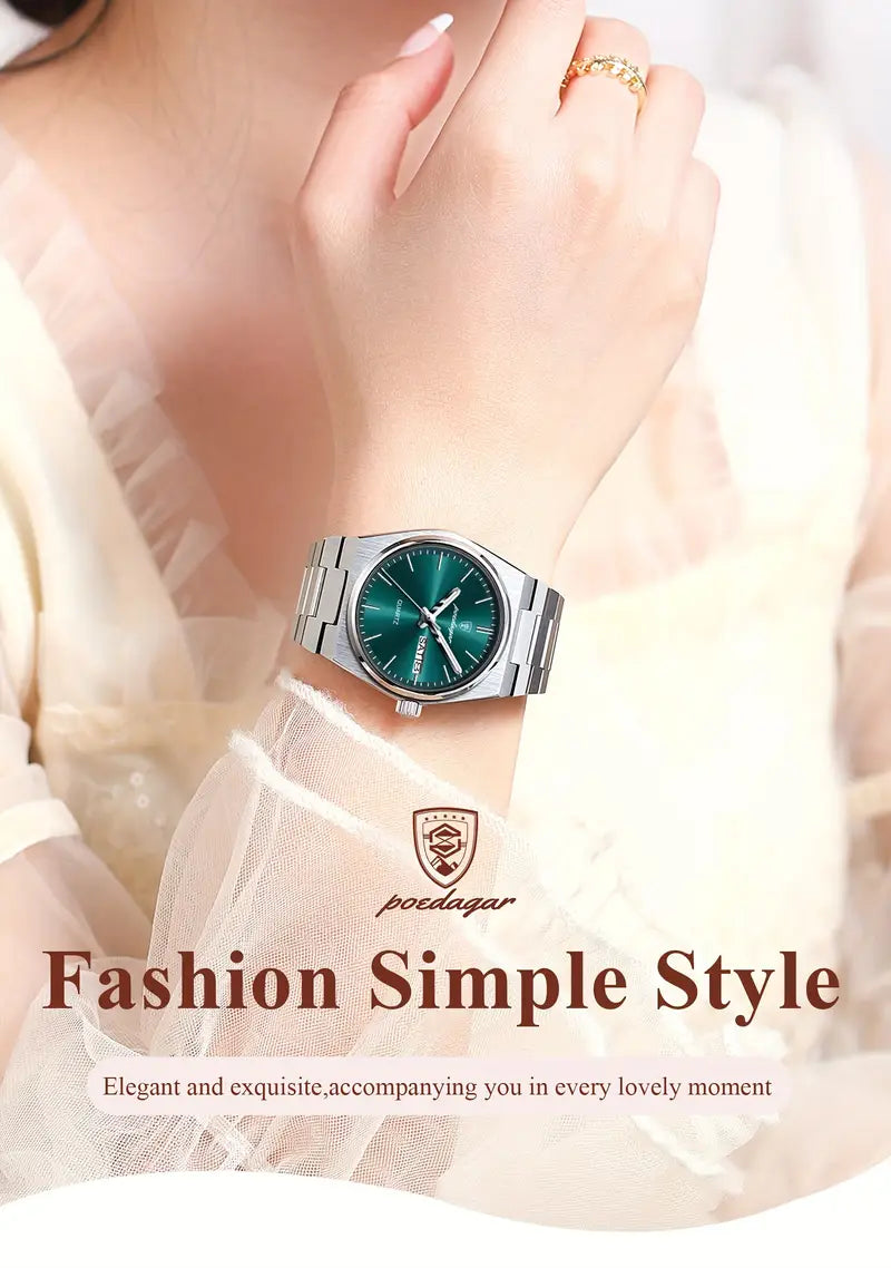 POEDAGAR Women Luxury Stainless Steel Watch
