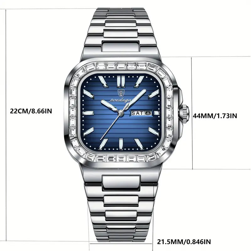 Elegant Square Dial Stainless Steel Watch