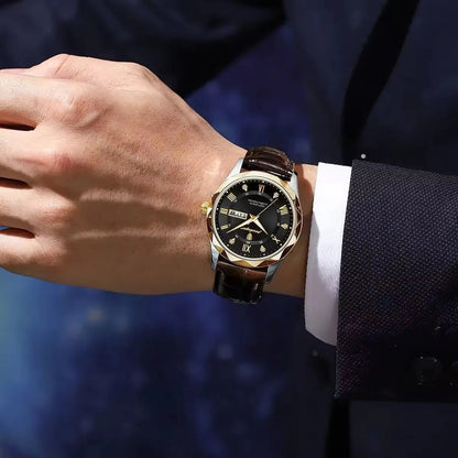 Men's Leather Band Luxury Watch