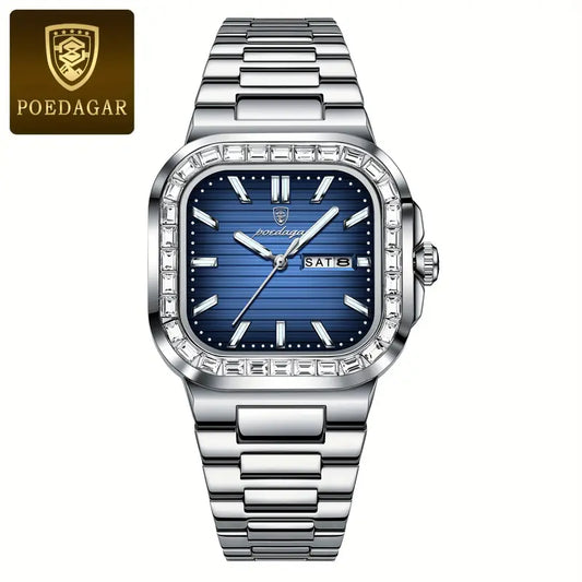 Elegant Square Dial Stainless Steel Watch
