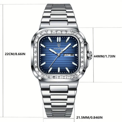 Elegant Square Dial Stainless Steel Watch